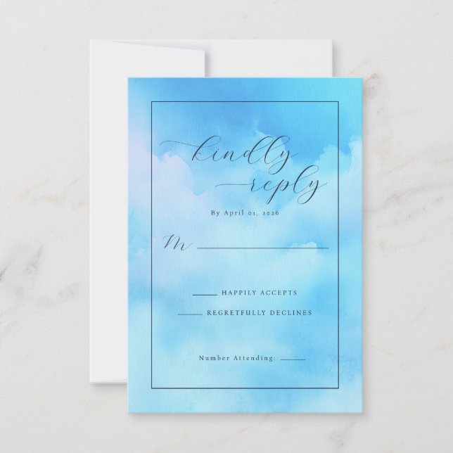 Cartons Réponse Serene Blue Watercolor Calligraphy (Devant)