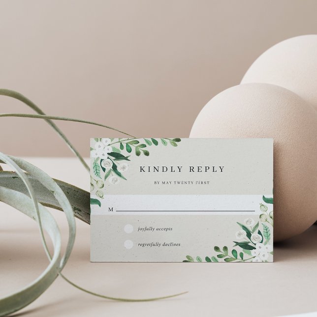 Cartons Réponse Serre | Elégante aquarelle botanique (Créateur téléchargé)