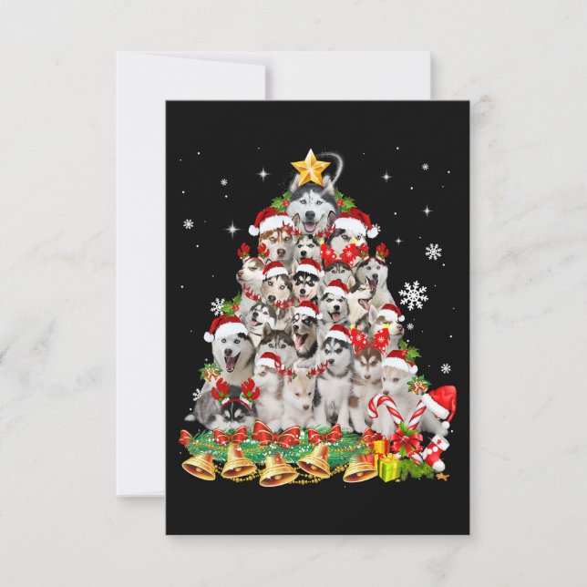 Cartons Réponse Siberian husky christmas tree lights dog (Devant)