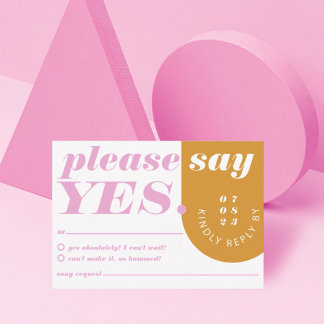 Cartons Réponse S'Il Vous Plaît Dites Oui Moderne Gras Rose, Jaune