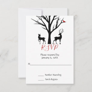 Cartons Réponse Silhouette Deer Couple Mariage d'amour hivernal