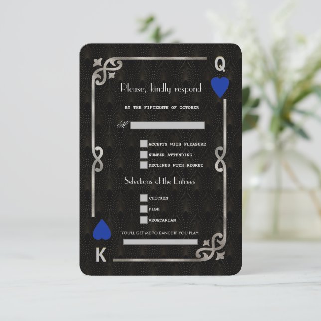 Cartons Réponse Silver Blue Casino Vegas Chanson Demande de Mariag (Debout devant)