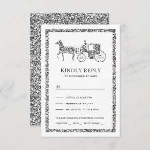 Cartons Réponse Silver Fairytale Princess Carriage Mariage