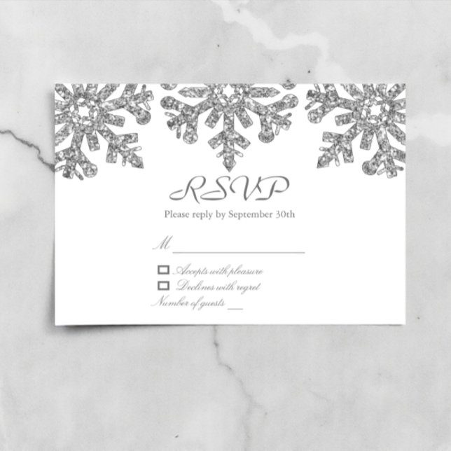 Cartons Réponse Silver Snowflakes Mariage d'hiver (Créateur téléchargé)