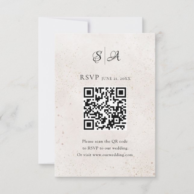 Cartons Réponse Simple Code QR Monogramme Mariage (Devant)