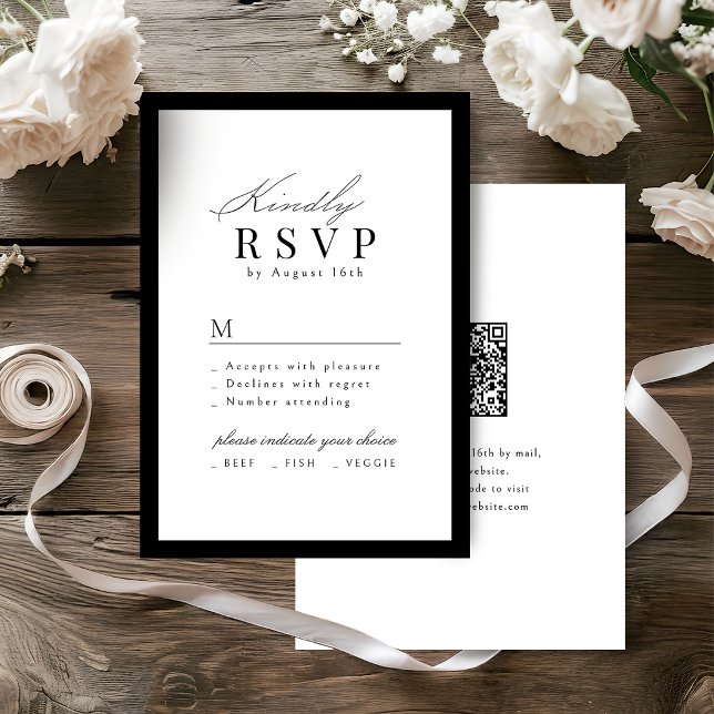 Cartons Réponse Simple écriture gracieuse Typographie QR code Mari (Simple Graceful Script Typography QR code Wedding RSVP Card)
