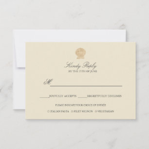Cartons Réponse Simple Elegant Chic Gold Foil Seashell option repa