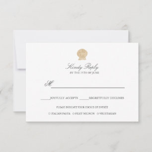 Cartons Réponse Simple Elegant Chic Gold Foil Seashell option repa