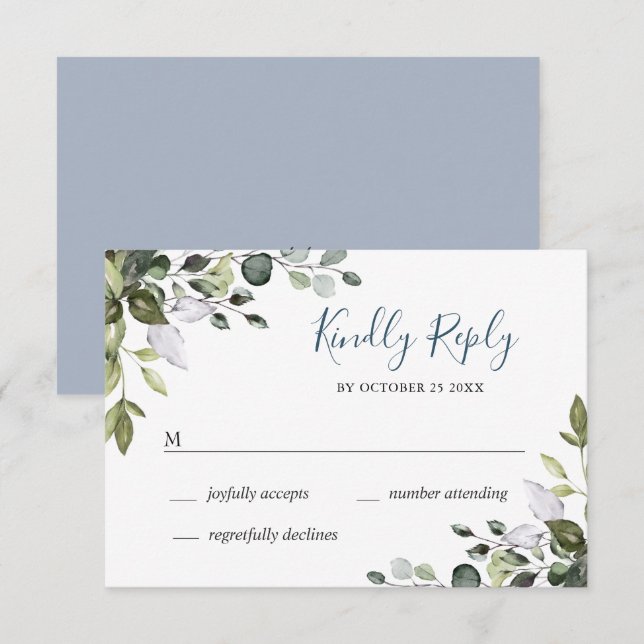 Cartons Réponse Simple Elegant Eucalyptus Wedding (Devant / Derrière)