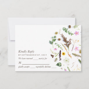 Cartons Réponse Simple Elégant Mariage de fleurs sauvages botaniqu