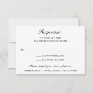 Cartons Réponse Simple élégant Mariage traditionnel