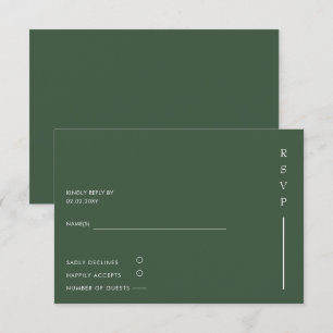 Cartons Réponse Simple Élégant minimaliste moderne Mariage vert mo