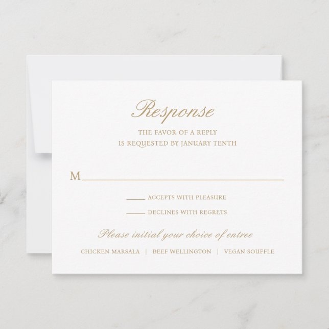 Cartons Réponse Simple Elegant Or Formel Mariage traditionnel (Devant)