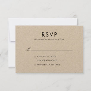 Cartons Réponse Simple Elegant Rustique Brown Mariage Kraft