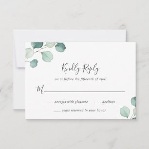 Cartons Réponse Simple Elégant Verdure Rustique Eucalyptus Mariage