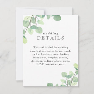 Cartons Réponse Simple Eucalyptus Mariage Détails du client Info C
