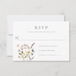 Cartons Réponse Simple Fleurs Mariage Aquarelle Fines Pressées