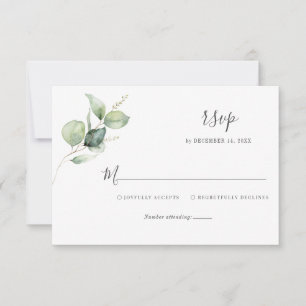 Cartons Réponse Simple Floral Eucalyptus Végétal Écriture Mariage