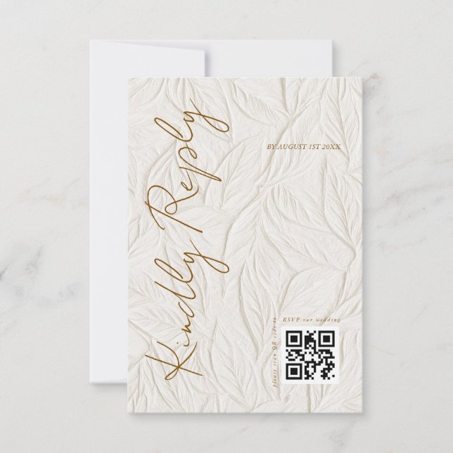 Cartons Réponse Simple Ivory Print Wedding QR code (Devant)