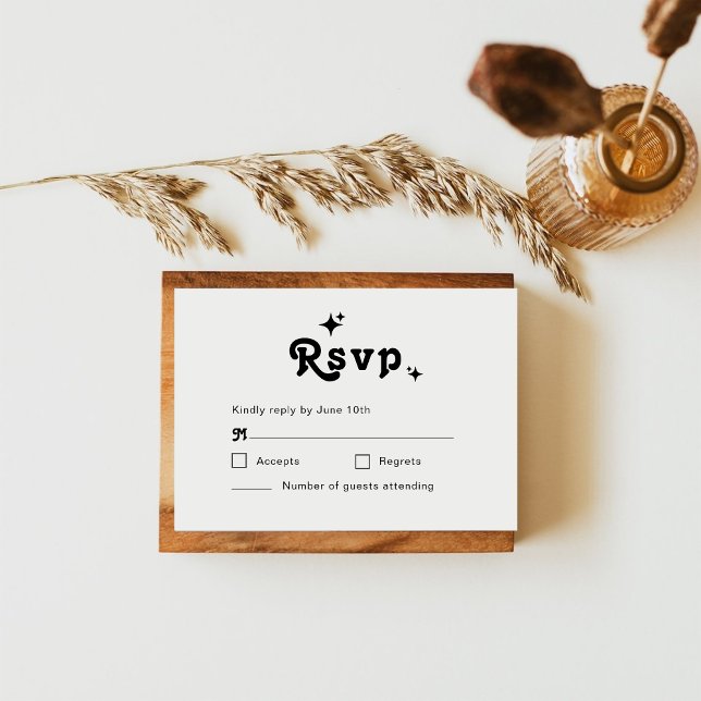 Cartons Réponse Simple Mariage Chic Rétro (Créateur téléchargé)