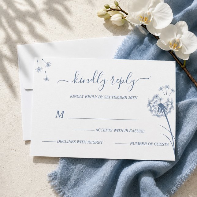 Cartons Réponse Simple Mariage Floral Bleu (Créateur téléchargé)