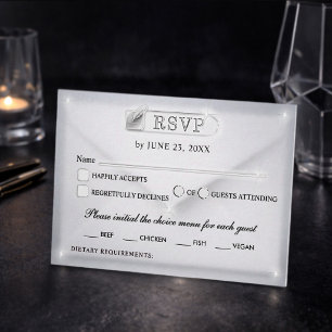 Cartons Réponse Simple Mariage Luxueux en Faux Acrylique Blanc Noi