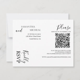 Cartons Réponse Simple Mariage minimaliste élégant noir et blanc