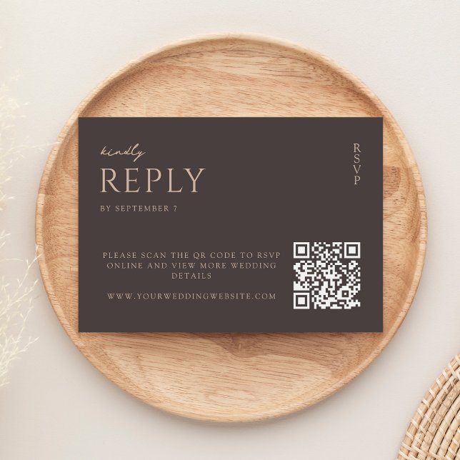 Cartons Réponse Simple Mariage Moderne Chic Brun (Créateur téléchargé)