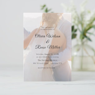 Cartons Réponse Simple Mariage Photo en surimpression Noir & Blanc