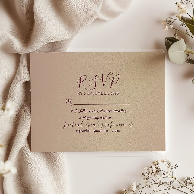 Cartons Réponse Simple Mariage Script Burgundy (Créateur téléchargé)