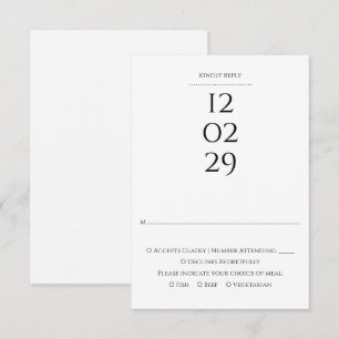 Cartons Réponse Simple Mariage Spécial Date Noir Et Blanc