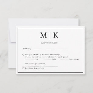 Cartons Réponse Simple minimaliste et chic MARIAGE