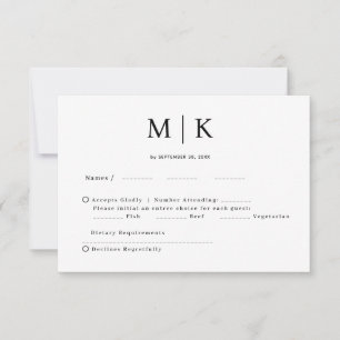 Cartons Réponse Simple minimaliste et chic   MARIAGE