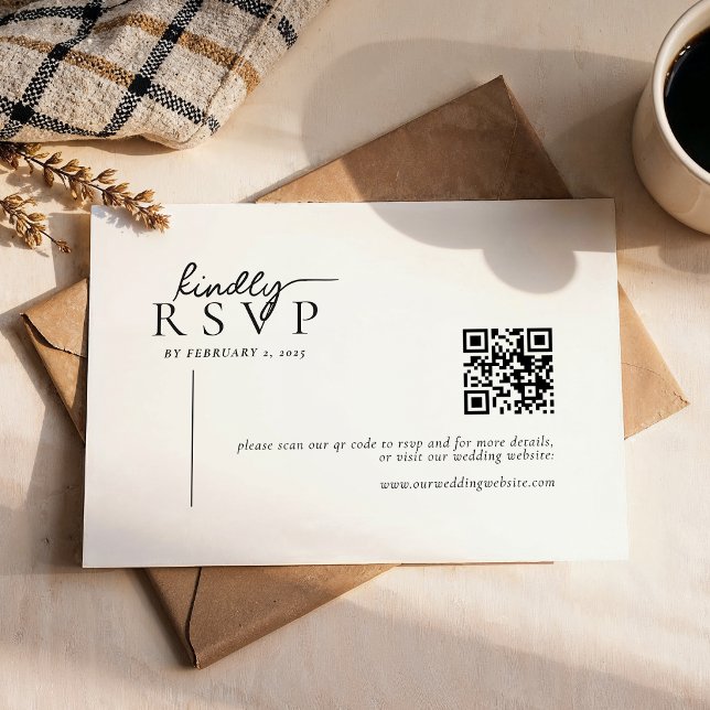 Cartons Réponse Simple Modern Line Script Qr Code Wedding (Créateur téléchargé)