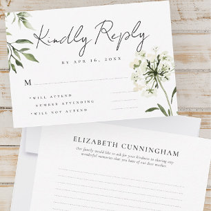 Cartons Réponse Simple Moderne Chic Floral Memories Memorial Répon