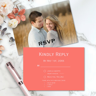 Cartons Réponse Simple moderne Coral et Mariage photo rose