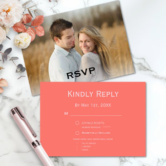 Cartons Réponse Simple moderne Coral et Mariage photo rose