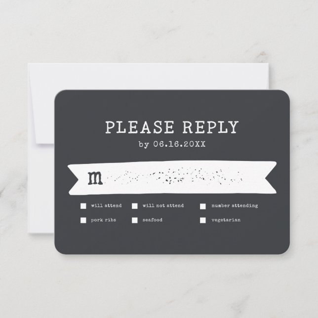 Cartons Réponse Simple moderne Rustique Pays Mariage Ferme (Devant)