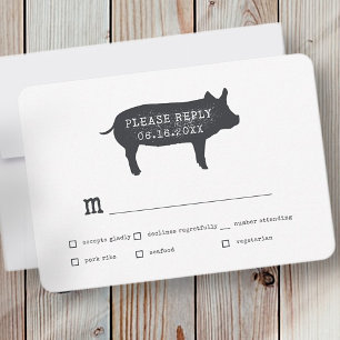 Cartons Réponse Simple moderne Rustique Pays Mariage Ferme