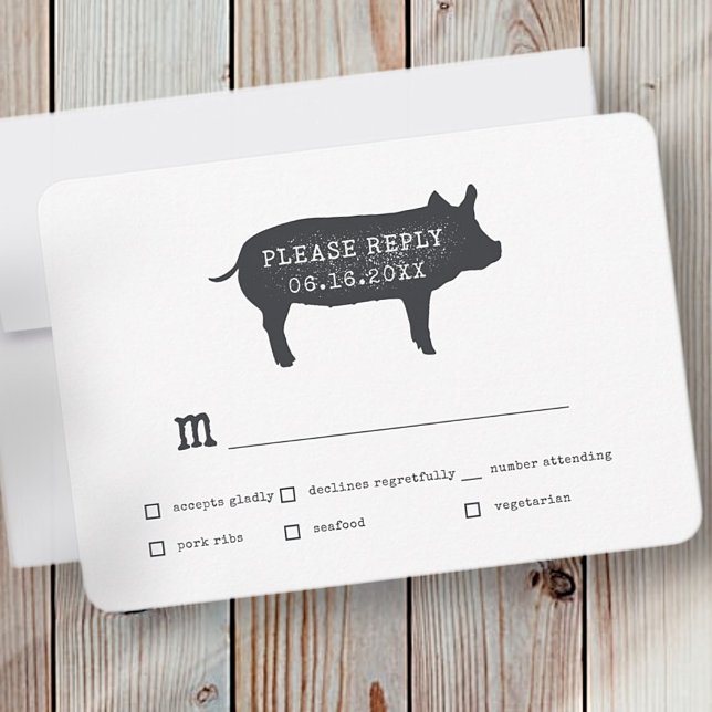 Cartons Réponse Simple moderne Rustique Pays Mariage Ferme (Créateur téléchargé)