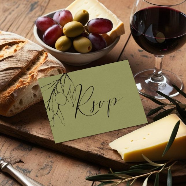 Cartons Réponse Simple Olive Green Succursale choix de repas (Créateur téléchargé)