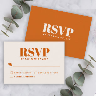 Cartons Réponse Simple Orange Brûlé Mariage Minimaliste Moderne RS