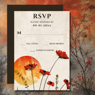 Cartons Réponse Simple Red Poppies Boho Fleurs sauvages Sunset Mar