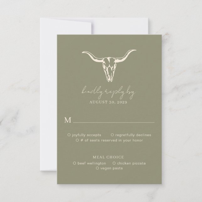 Cartons Réponse Simple Rustique Mariage Vache Crâne Rust Wedding R (Devant)