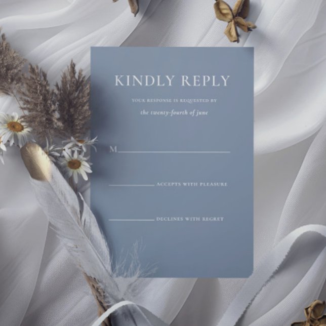 Cartons Réponse Simple stylé Dusty Blue Monogram Mariage (Simple Stylish Dusty Blue Monogram Formal Wedding RSVP Card)