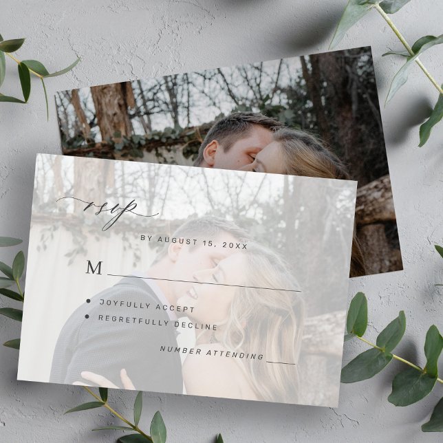 Cartons Réponse Simple superposition photo mariage noir et blanc (Créateur téléchargé)