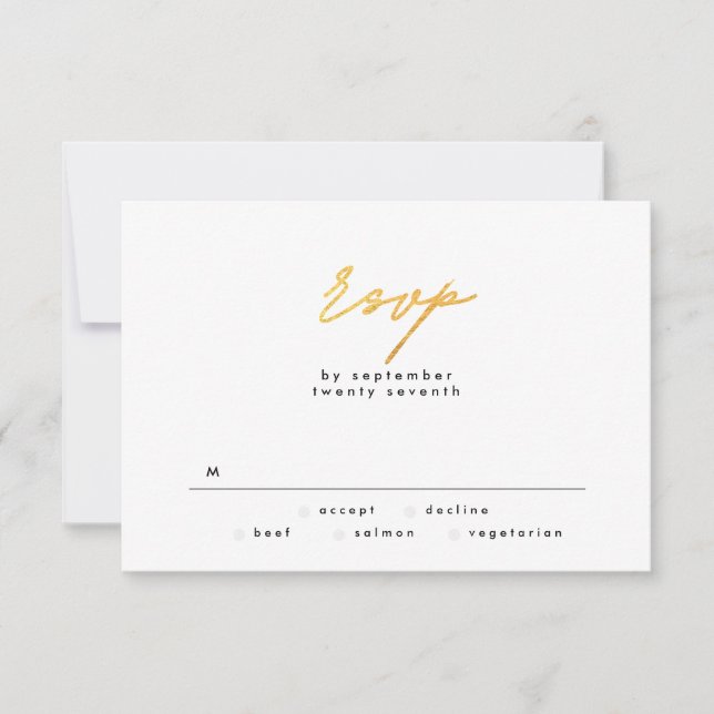 Cartons Réponse Simplement Elegant Gold Foil et Mariage de texte b (Devant)