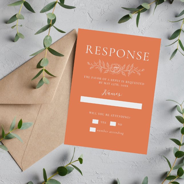 Cartons Réponse Simplicité Florale 1 Mariage Minimal Corail (Créateur téléchargé)