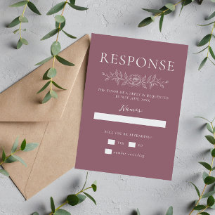 Cartons Réponse Simplicité Florale 1 Mariage Minimal Mauve Crépusc