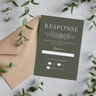 Cartons Réponse Simplicité Florale 1 Mariage Minimaliste en Vert R